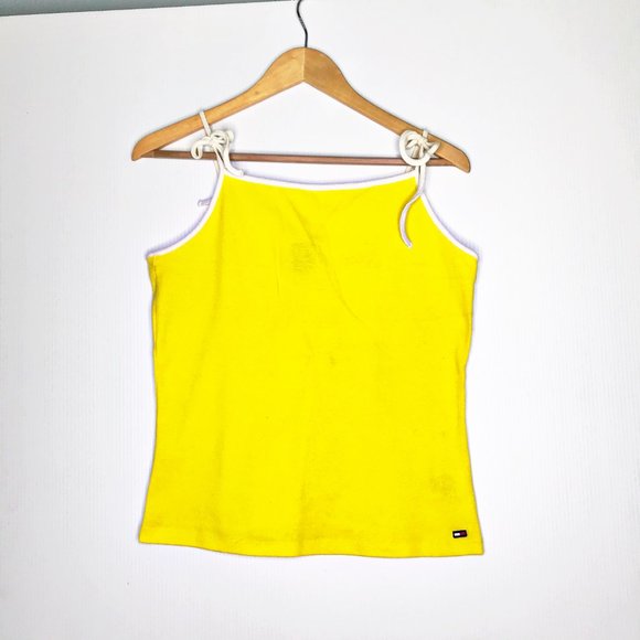 VINTAGE TOMMY JEANS Yellow Tank Top Extra Large - Picture 5 of 12